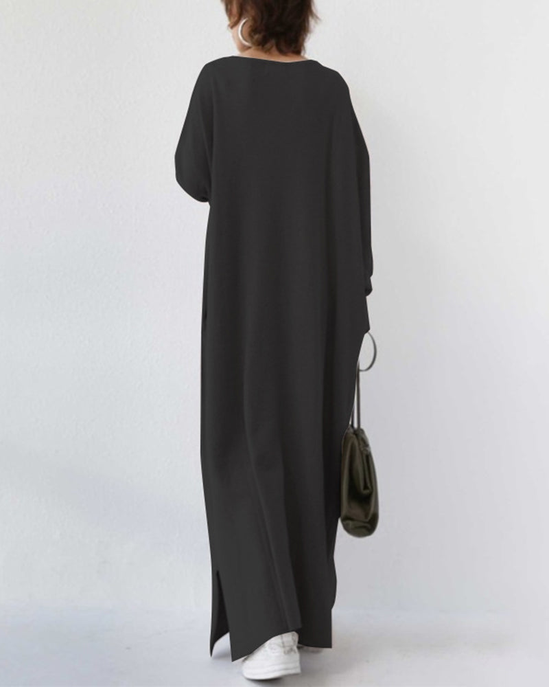 Eveluna - Stilvolles Langärmliges V-Ausschnitt Kleid