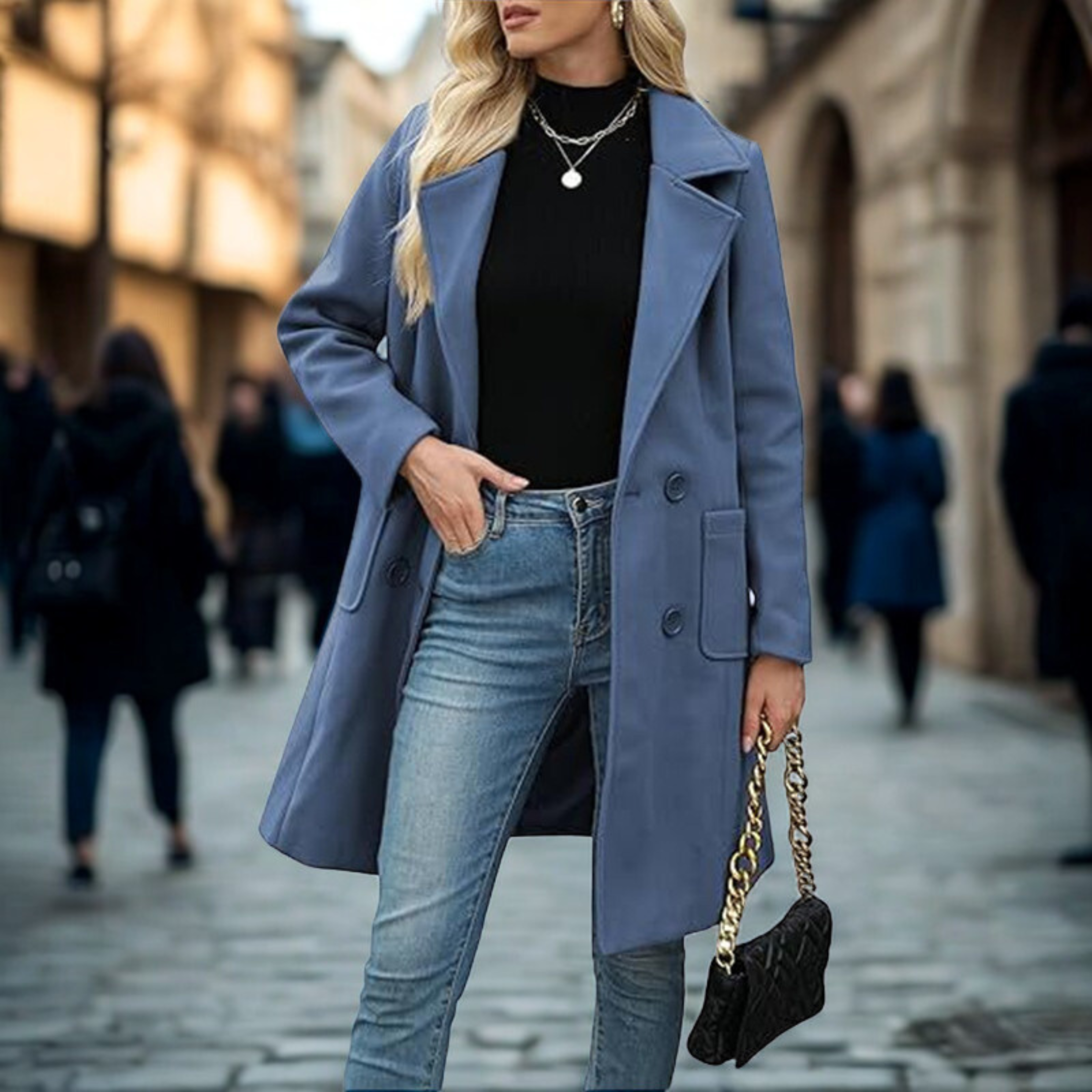 Liora | Lässig Mid-Längs Knopf Offene Vorderjacke