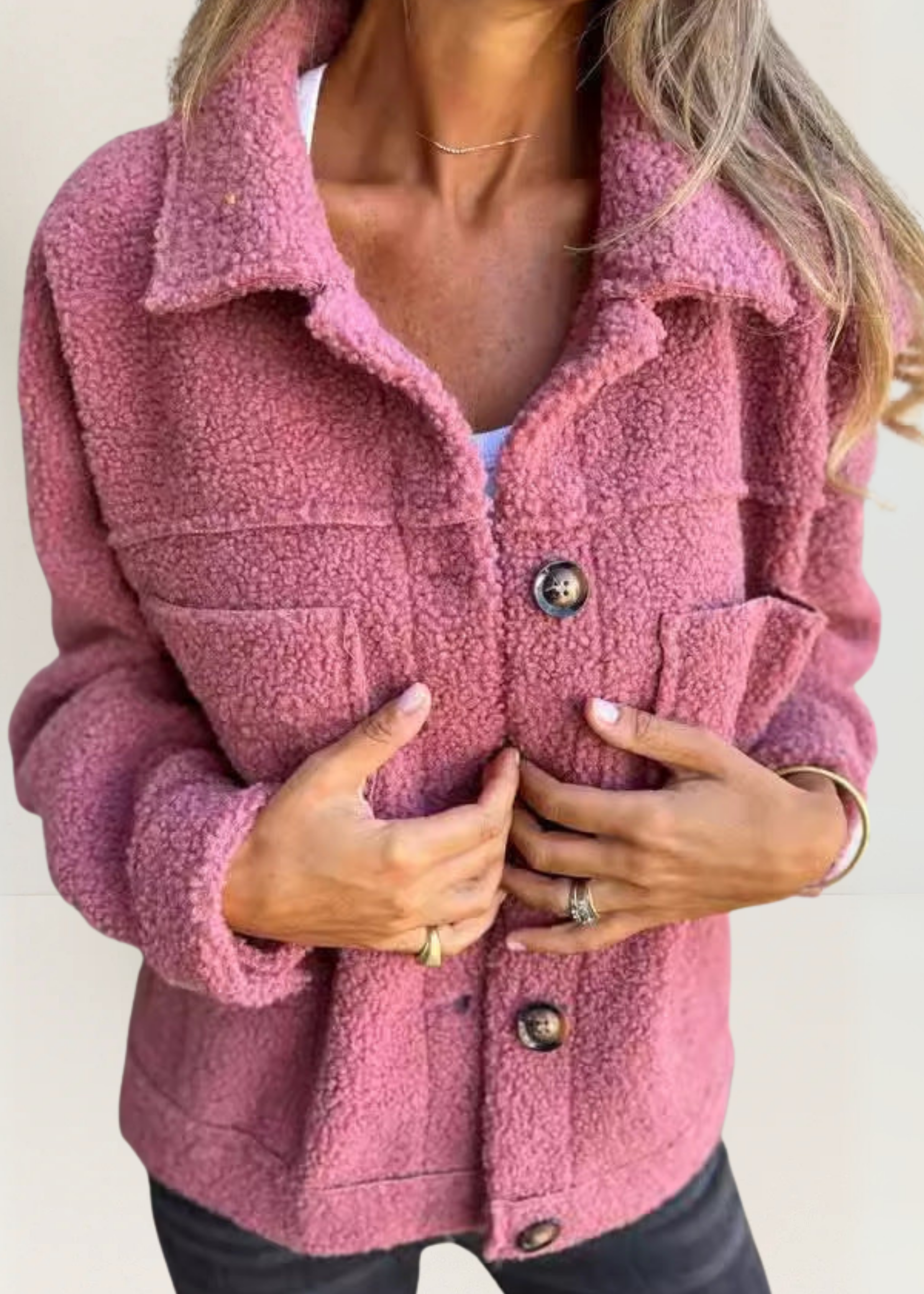 Evanna | Weiche Fleece-Jacke mit Knöpfen
