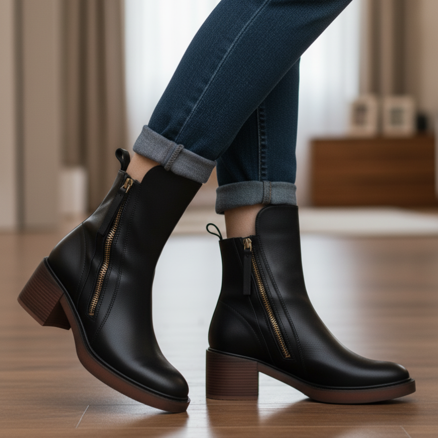 Vallory | Elegante schwarze Lederstiefel