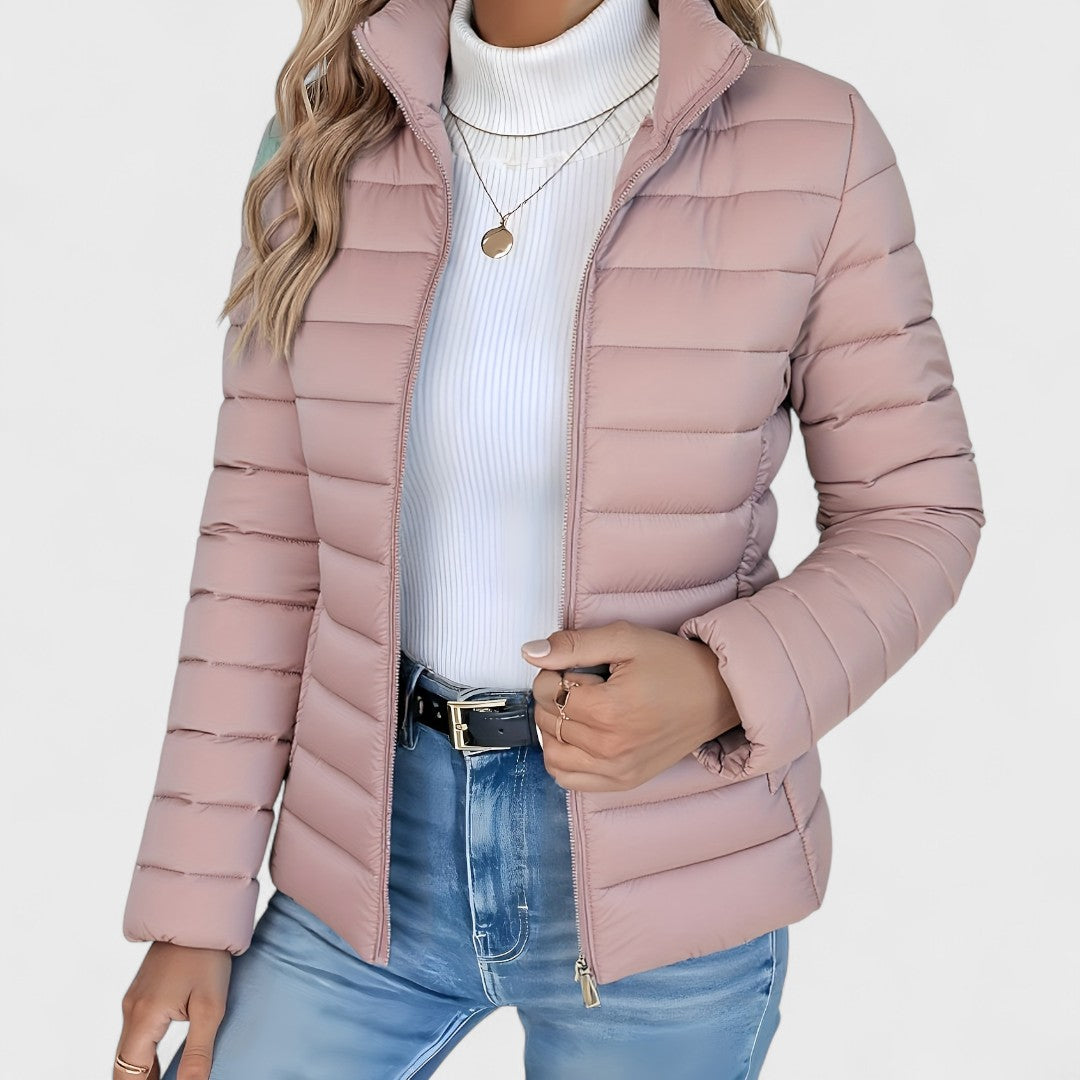Aurelia – Elegante Lange Jacke mit Hohem Kragen