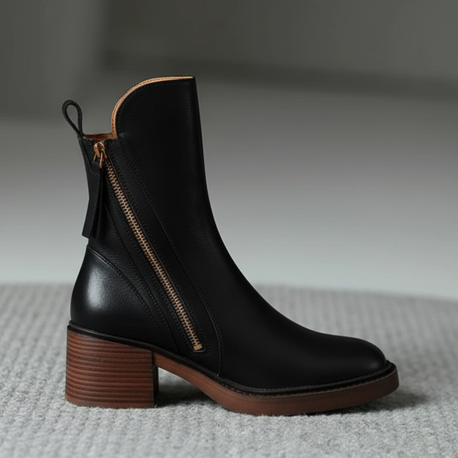 Vallory | Elegante schwarze Lederstiefel