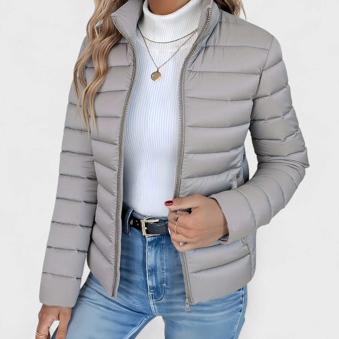 Aurelia – Elegante Lange Jacke mit Hohem Kragen