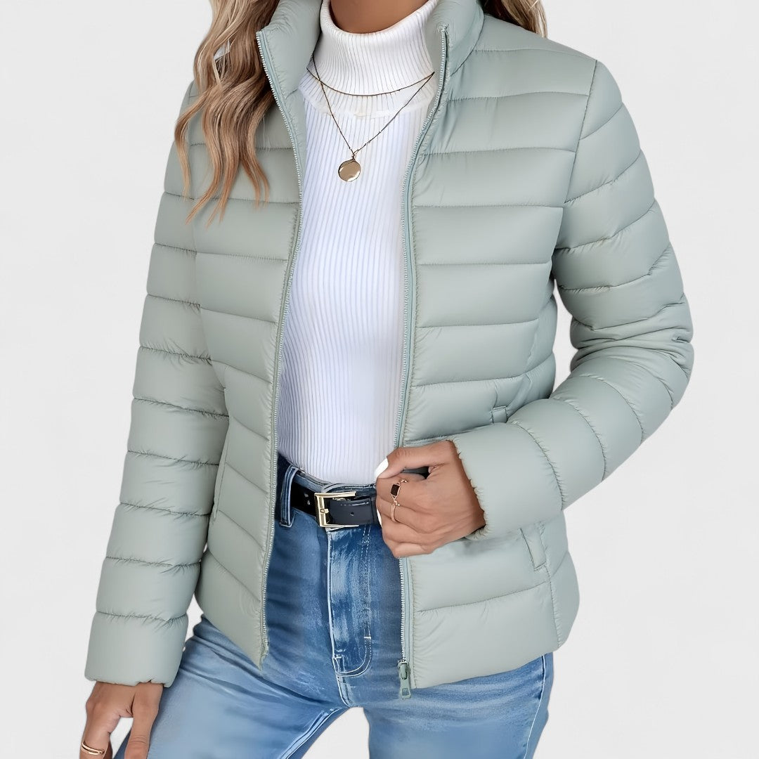 Aurelia – Elegante Lange Jacke mit Hohem Kragen