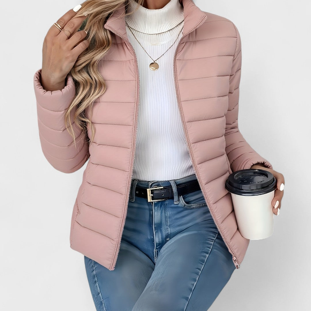 Aurelia – Elegante Lange Jacke mit Hohem Kragen