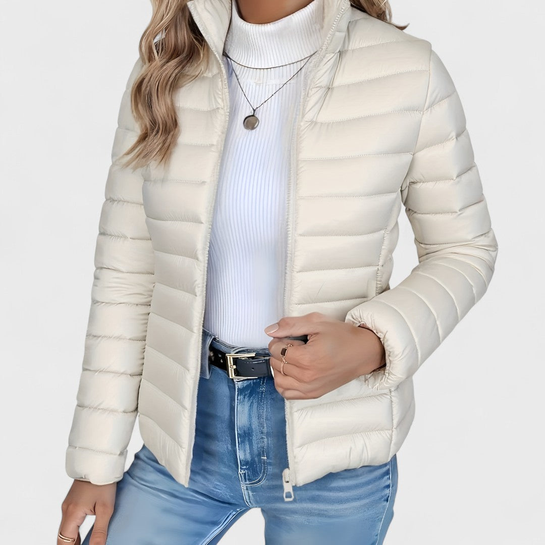 Aurelia – Elegante Lange Jacke mit Hohem Kragen