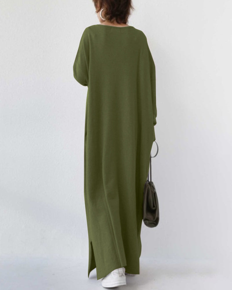 Eveluna - Stilvolles Langärmliges V-Ausschnitt Kleid