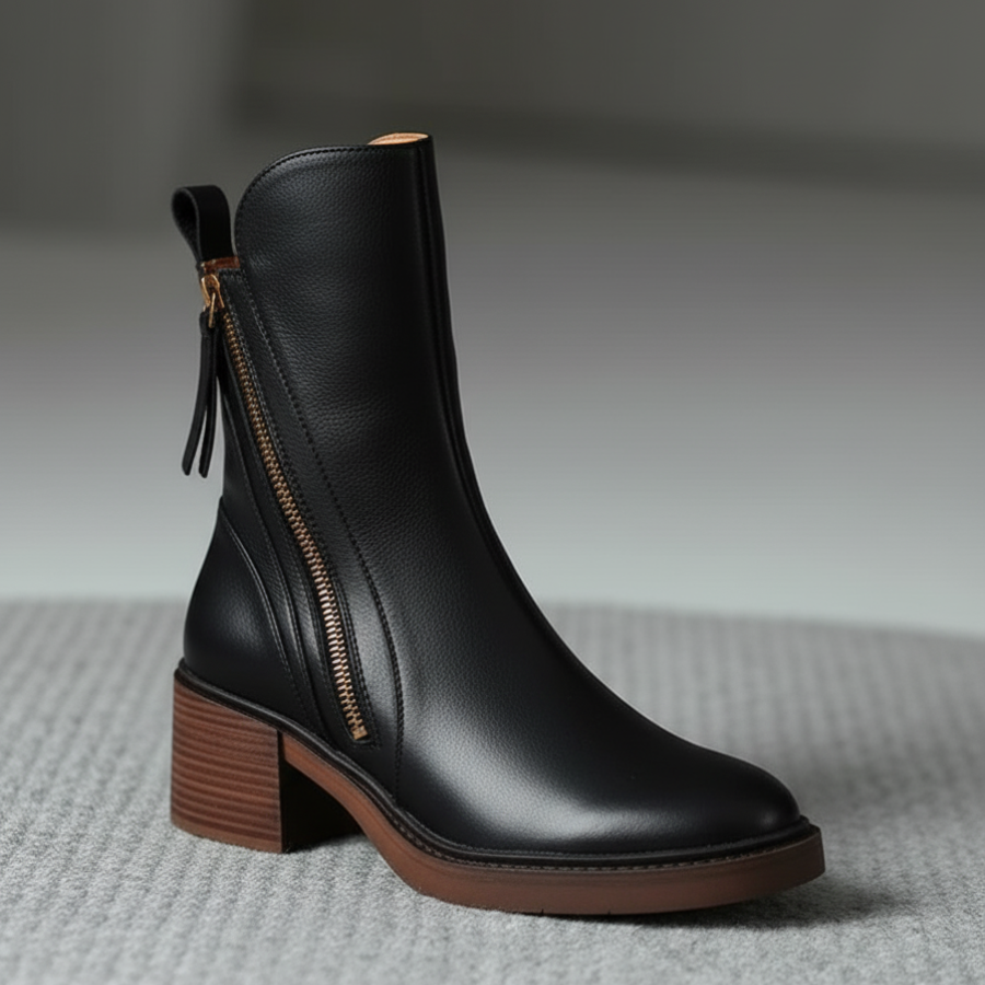 Vallory | Elegante schwarze Lederstiefel