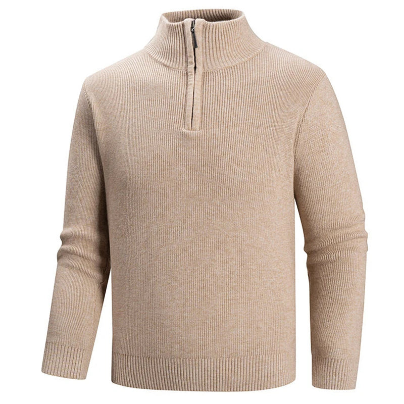 Apexium | Rippstrick Zip-Up Kragenpullover für Männer