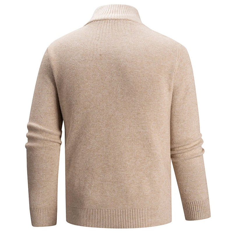 Apexium | Rippstrick Zip-Up Kragenpullover für Männer
