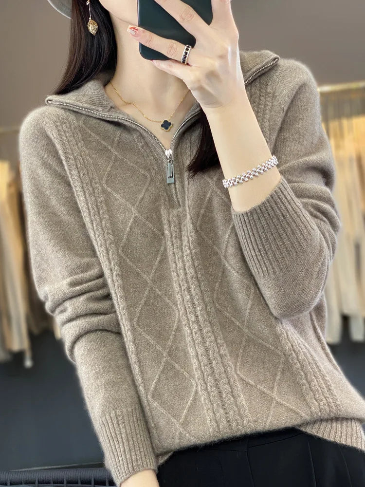 Lunara | Kaschmir Zip-Neck Pullover