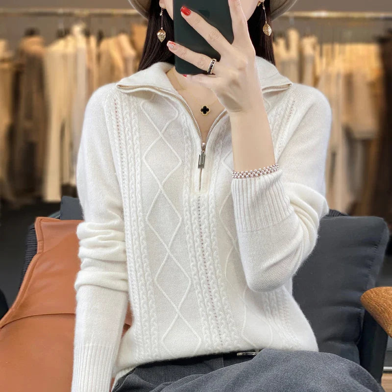 Lunara | Kaschmir Zip-Neck Pullover