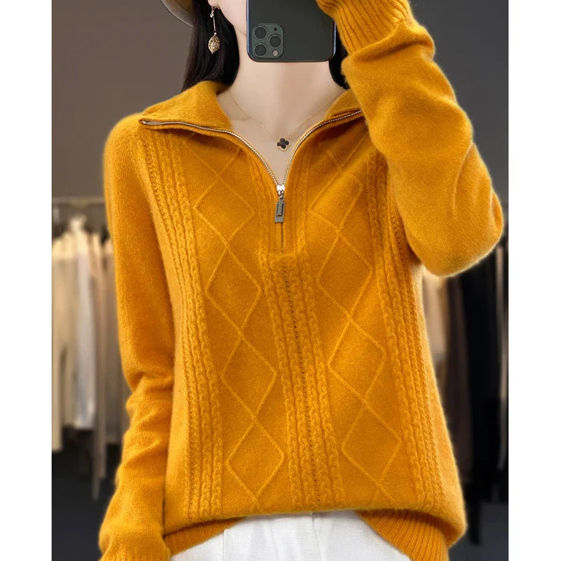 Lunara | Kaschmir Zip-Neck Pullover