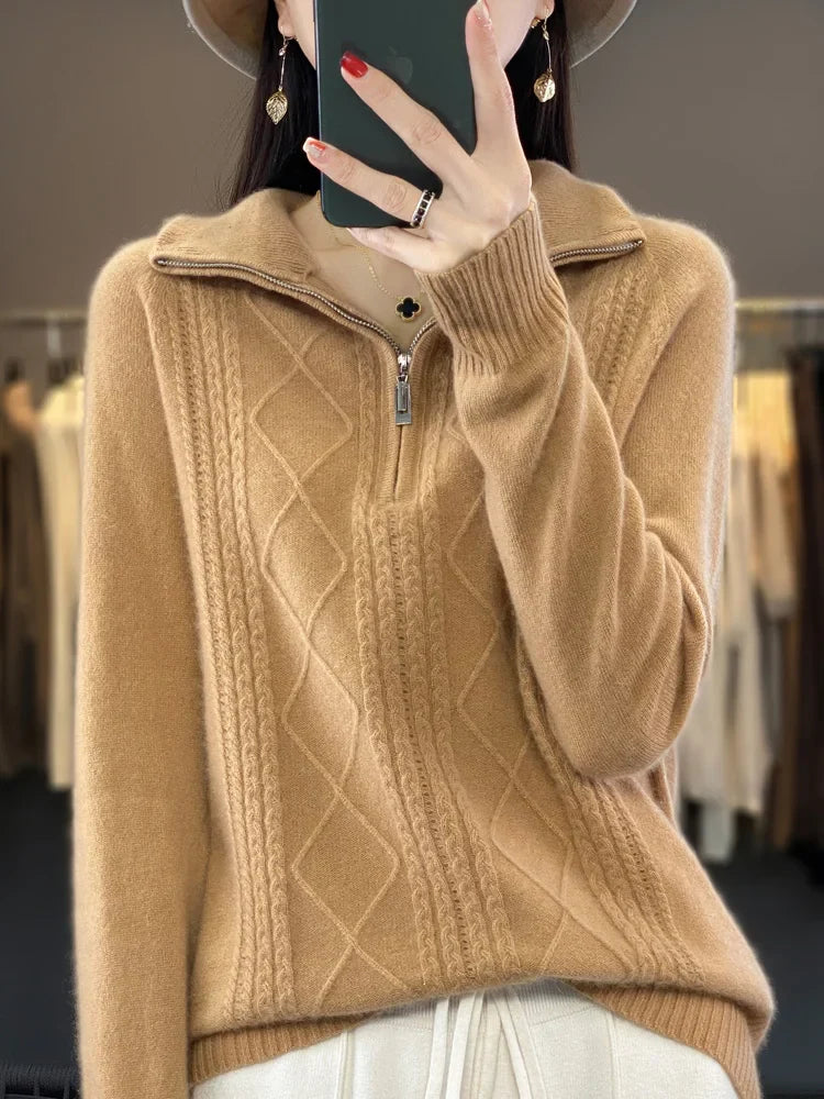Lunara | Kaschmir Zip-Neck Pullover