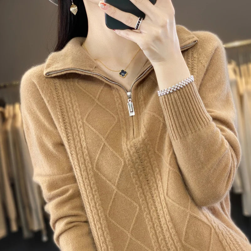 Lunara | Kaschmir Zip-Neck Pullover