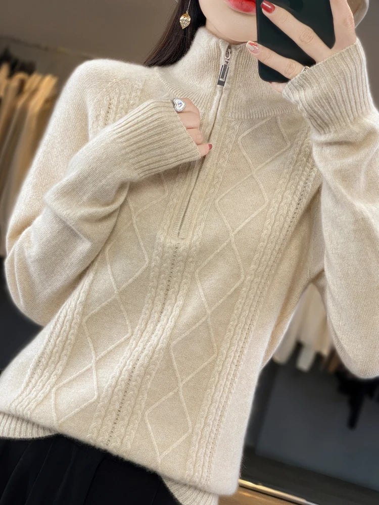 Lunara | Kaschmir Zip-Neck Pullover