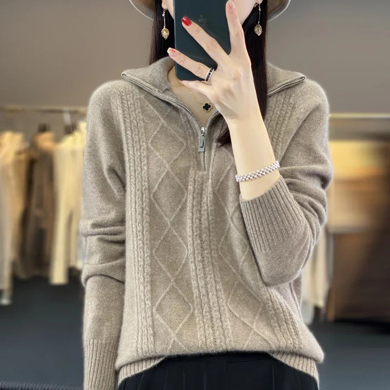 Lunara | Kaschmir Zip-Neck Pullover