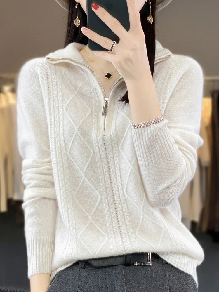 Lunara | Kaschmir Zip-Neck Pullover