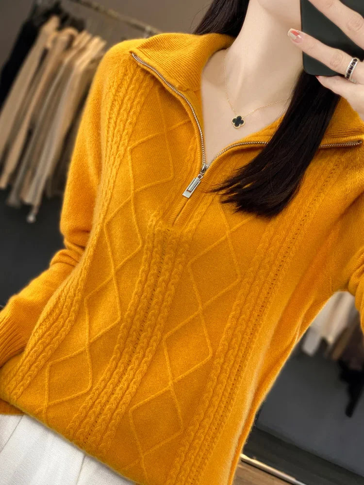 Lunara | Kaschmir Zip-Neck Pullover