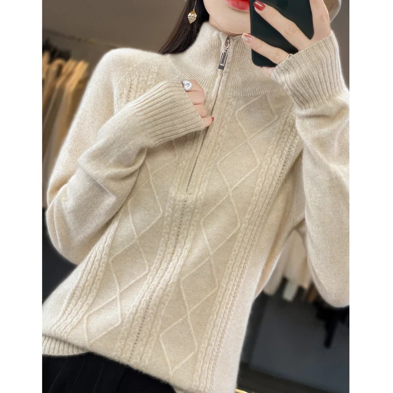 Lunara | Kaschmir Zip-Neck Pullover