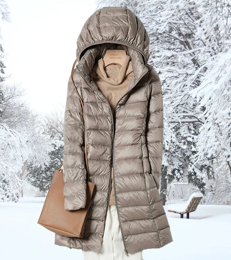 Mirielle | Ultra-Licht Lange Pufferjacke mit Hüt