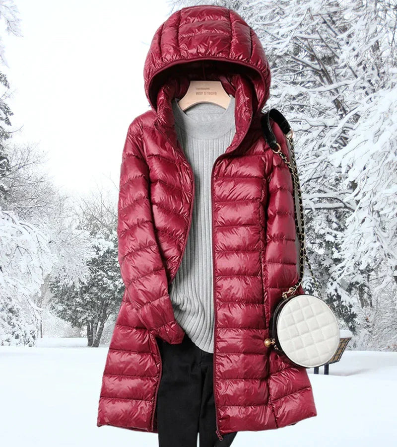Mirielle | Ultra-Licht Lange Pufferjacke mit Hüt