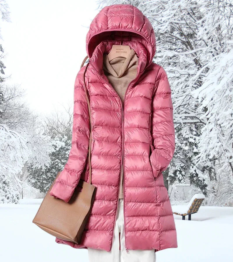 Mirielle | Ultra-Licht Lange Pufferjacke mit Hüt