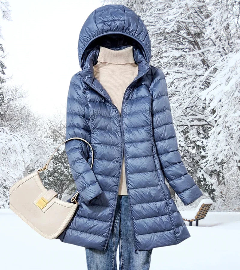 Mirielle | Ultra-Licht Lange Pufferjacke mit Hüt