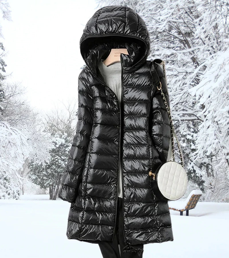 Mirielle | Ultra-Licht Lange Pufferjacke mit Hüt