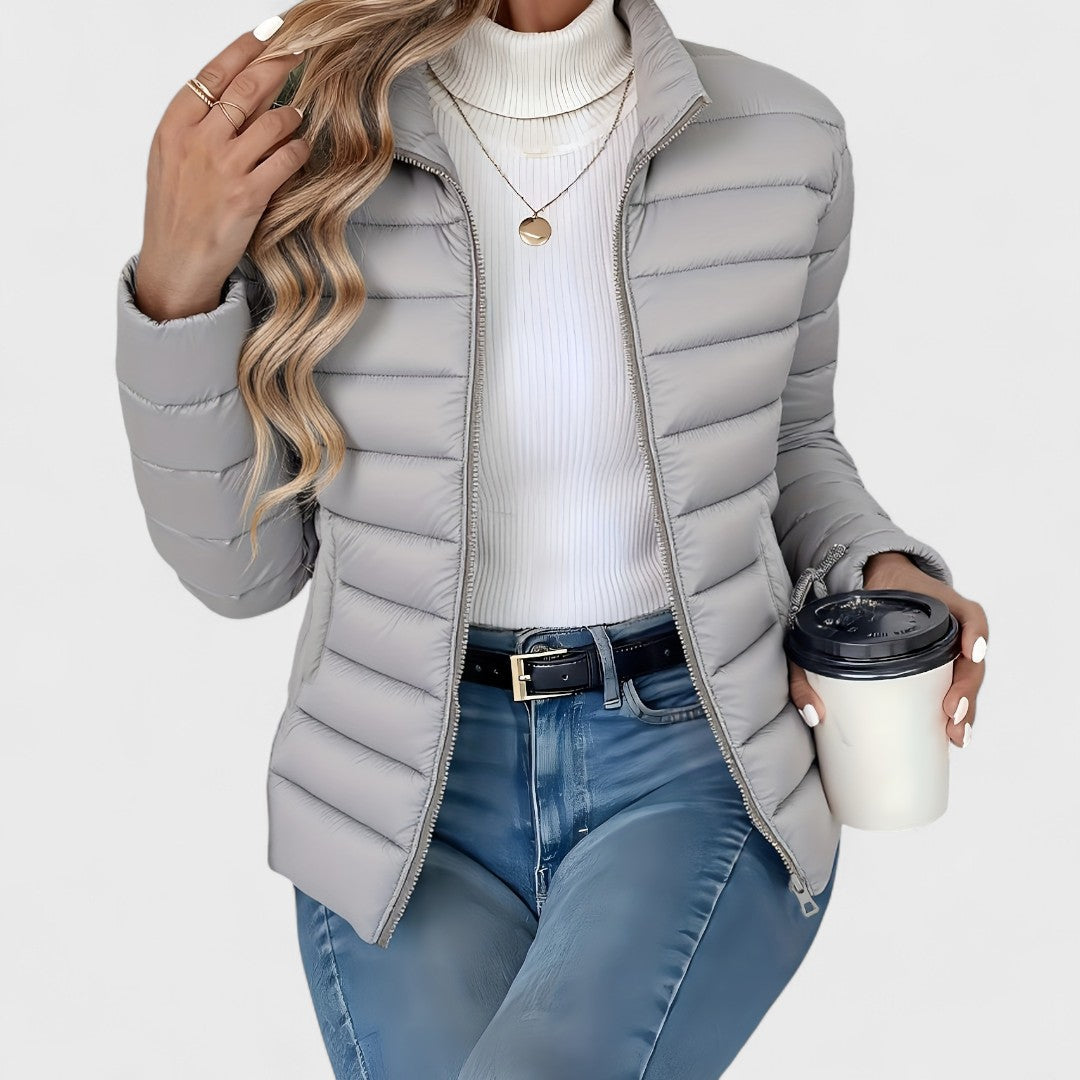 Aurelia – Elegante Lange Jacke mit Hohem Kragen
