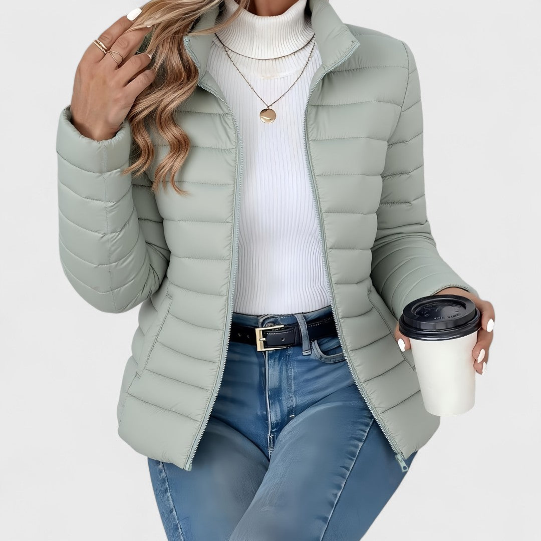 Aurelia – Elegante Lange Jacke mit Hohem Kragen