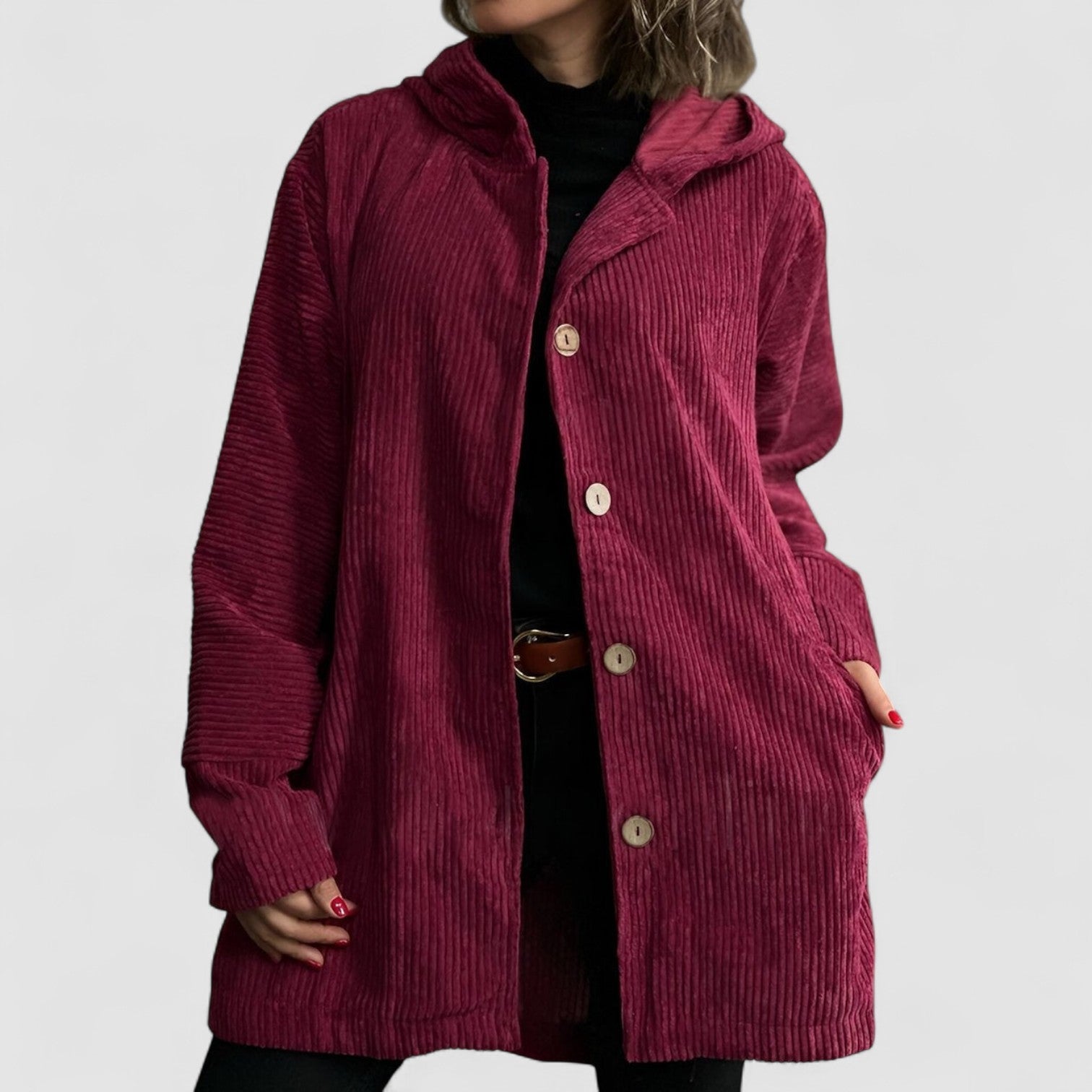 Cordelle - Gemütlichs Cord-Jacke mit Hüt
