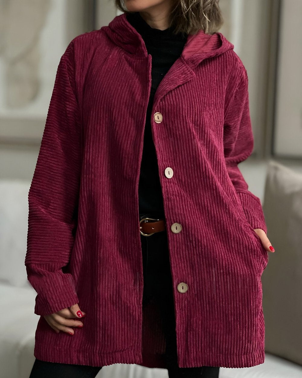 Cordelle - Gemütlichs Cord-Jacke mit Hüt