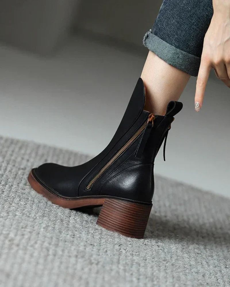 Vallory | Elegante schwarze Lederstiefel