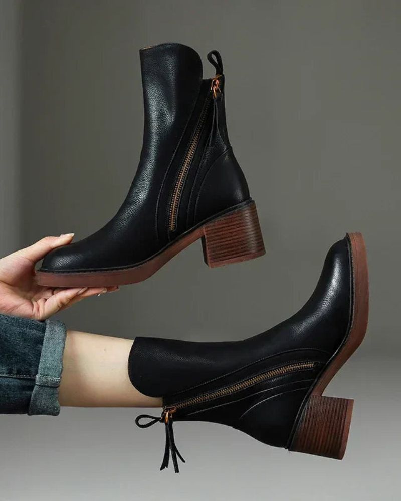 Vallory | Elegante schwarze Lederstiefel