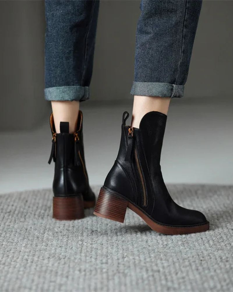 Vallory | Elegante schwarze Lederstiefel
