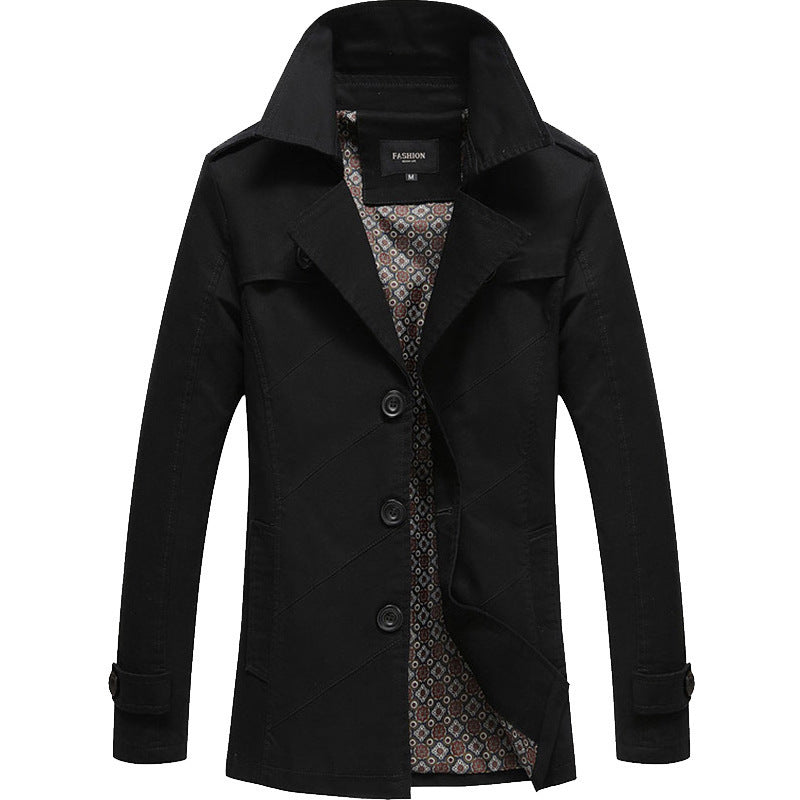 Kingswell™ Marineblauer Wollmisch-Trenchcoat