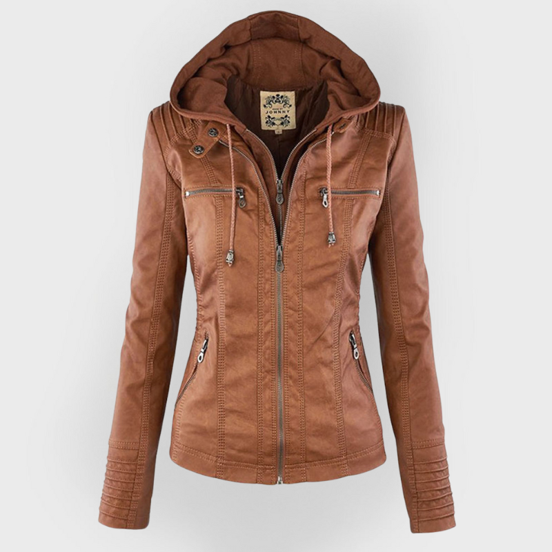 Amarelle | Modischi Lederjacke mit Huet