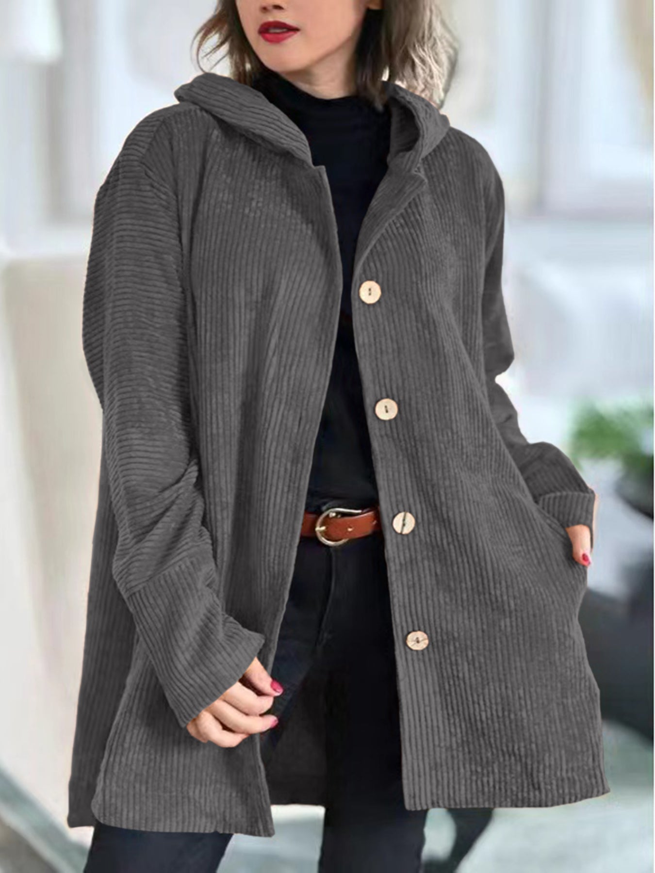 Cordelle - Gemütlichs Cord-Jacke mit Hüt