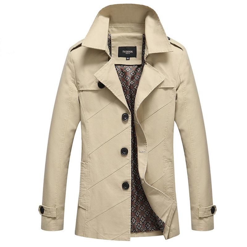 Kingswell™ Marineblauer Wollmisch-Trenchcoat
