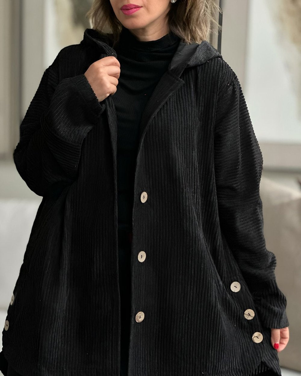 Cordelle - Gemütlichs Cord-Jacke mit Hüt
