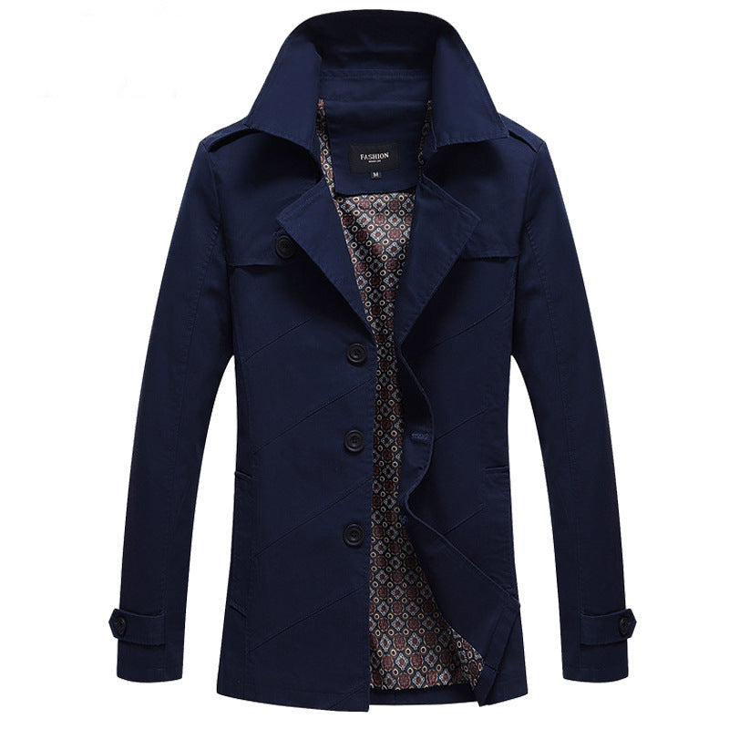 Kingswell™ Marineblauer Wollmisch-Trenchcoat