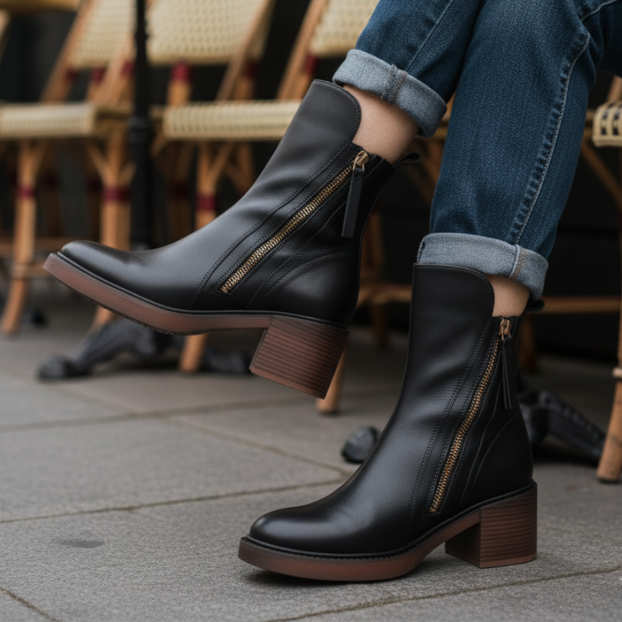 Vallory | Elegante schwarze Lederstiefel