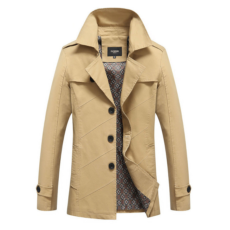 Kingswell™ Marineblauer Wollmisch-Trenchcoat