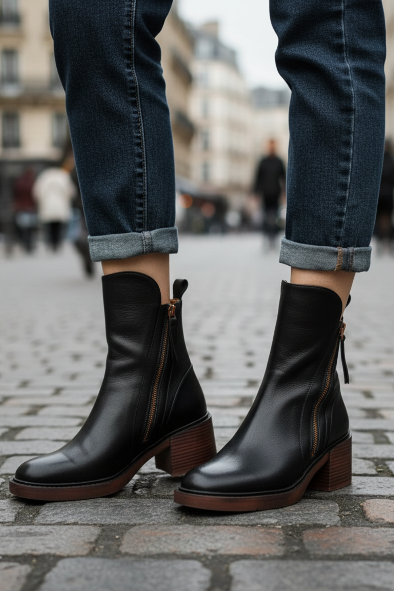 Vallory | Elegante schwarze Lederstiefel