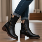 Vallory | Elegante schwarze Lederstiefel