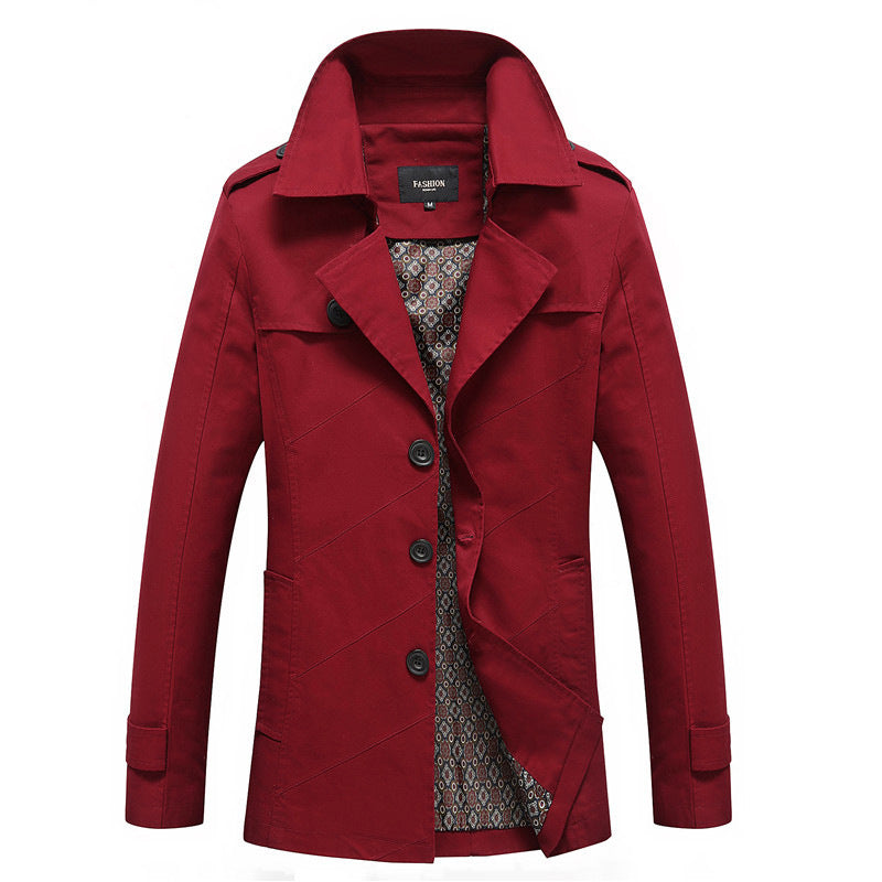Kingswell™ Marineblauer Wollmisch-Trenchcoat