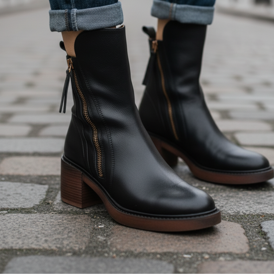 Vallory | Elegante schwarze Lederstiefel