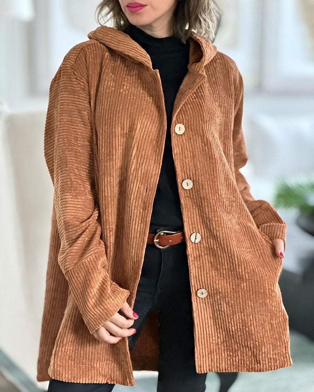 Cordelle - Gemütlichs Cord-Jacke mit Hüt