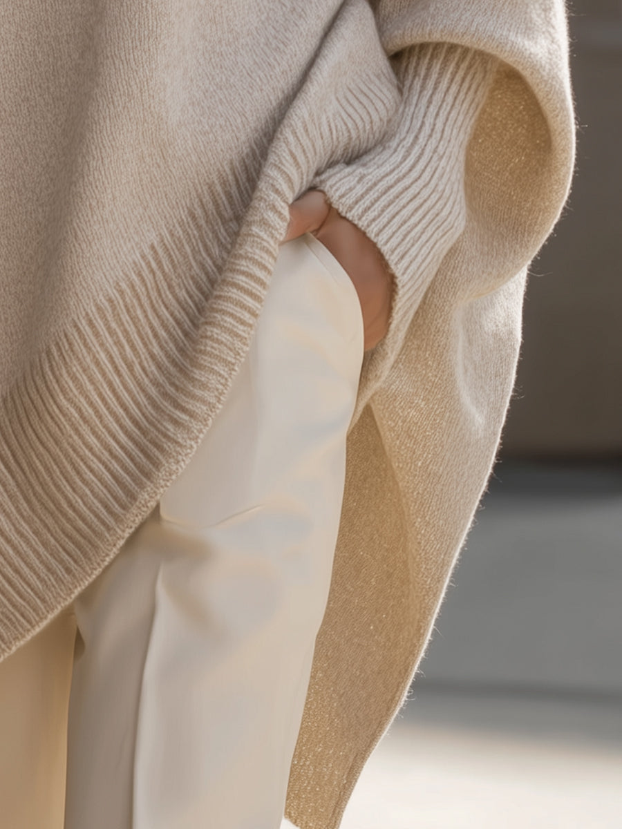 Niva Übergrösse Strick Poncho Pullover